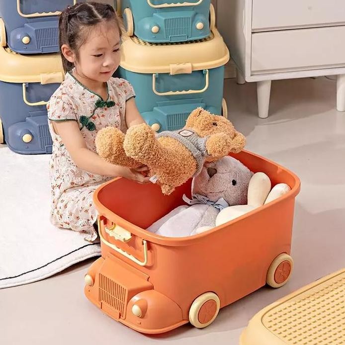 

Terlaris Stora 42.5X31X26 Cm Kotak Penyimpanan Dengan Roda Car - Orange Kids Container Box Kotak Serbaguna Bentuk Mobil Wadah Simpan Mainan Anak Toy Storage Boks Organizer Plastik