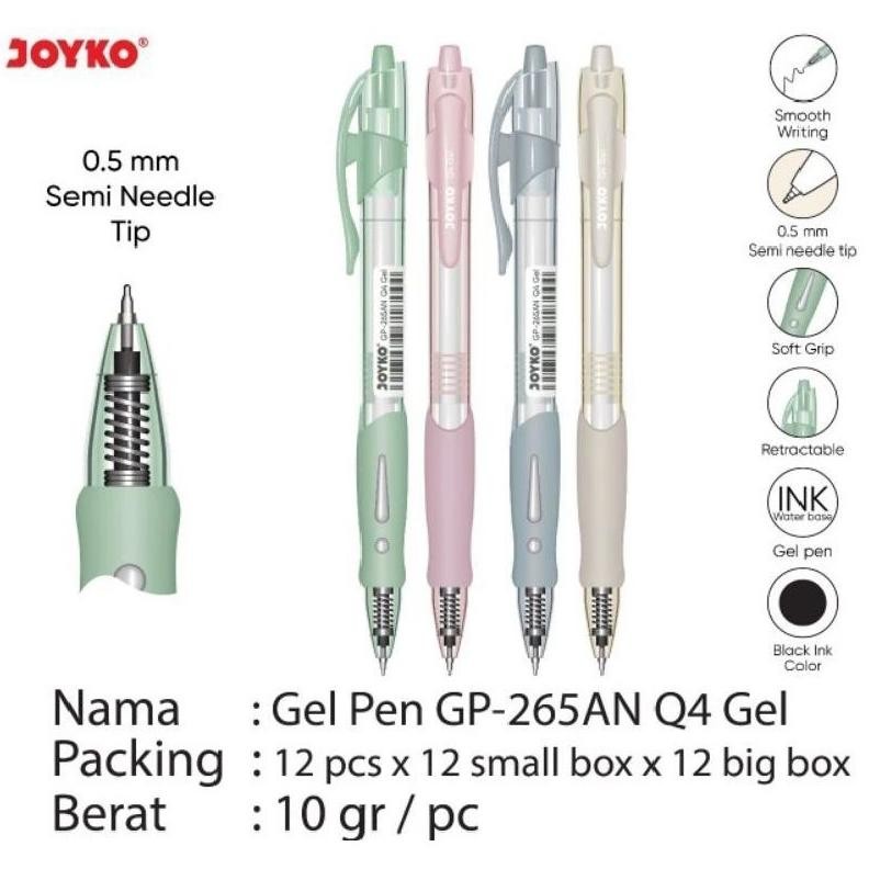 

Pulpen Gel Joyko Gp-265AN Q4 Gel ( 1pak/12pcs )