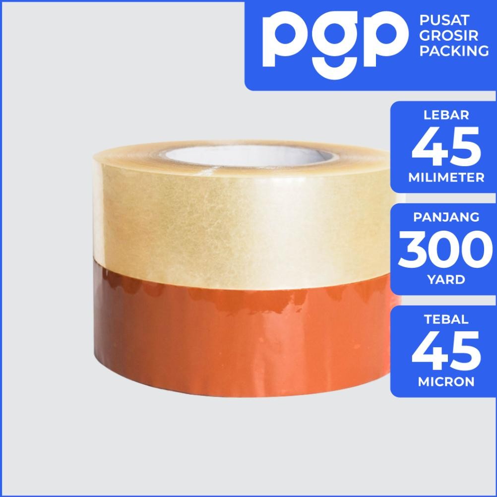 

Lakban Jumbo Bening / Cokelat 45mm x 300 Yard | 1 Pcs/Roll (Satuan) | OPP Tape 2 Inch 300Y | Lakban Murah Berkualitas AST