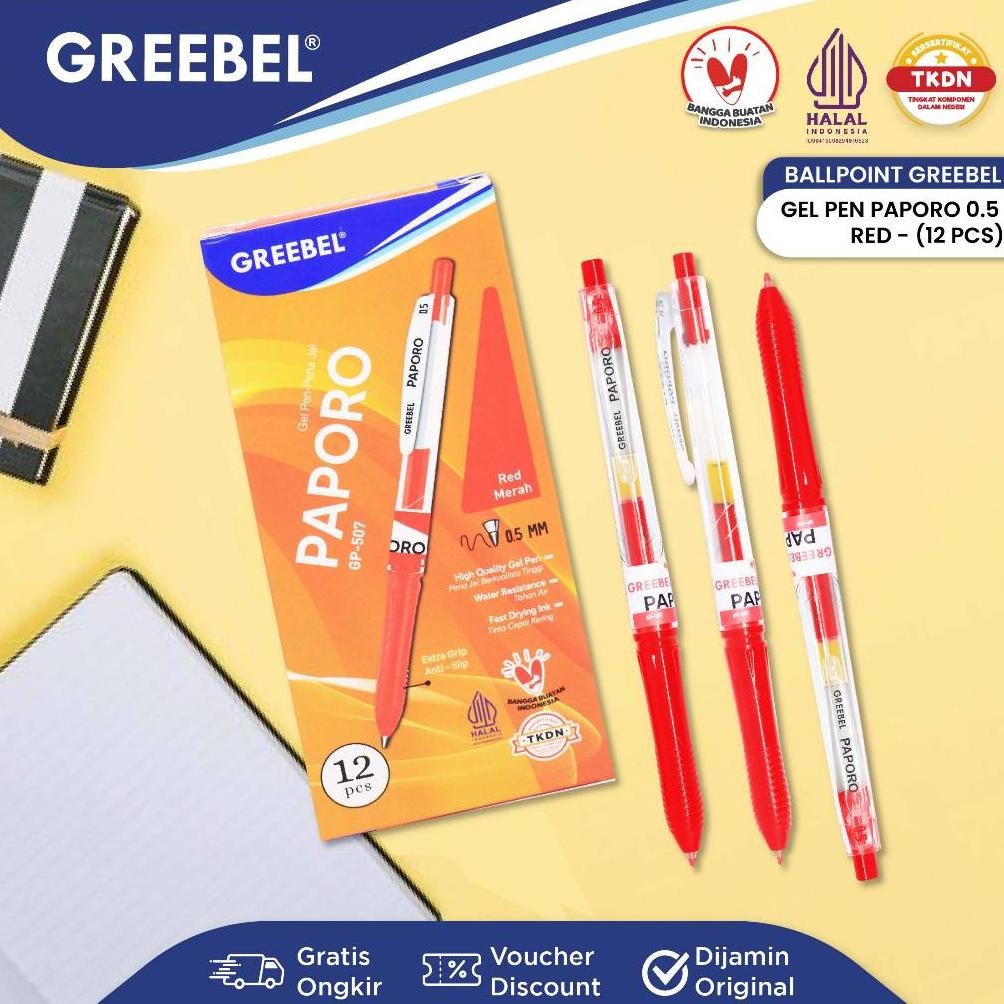 

GREEBEL PULPEN GEL / GEL PEN GP-507 Paporo 0.5 (12PCS/BOX) / Ballpen Gel Ballpoint Bolpen Bolpoin Pena Gel