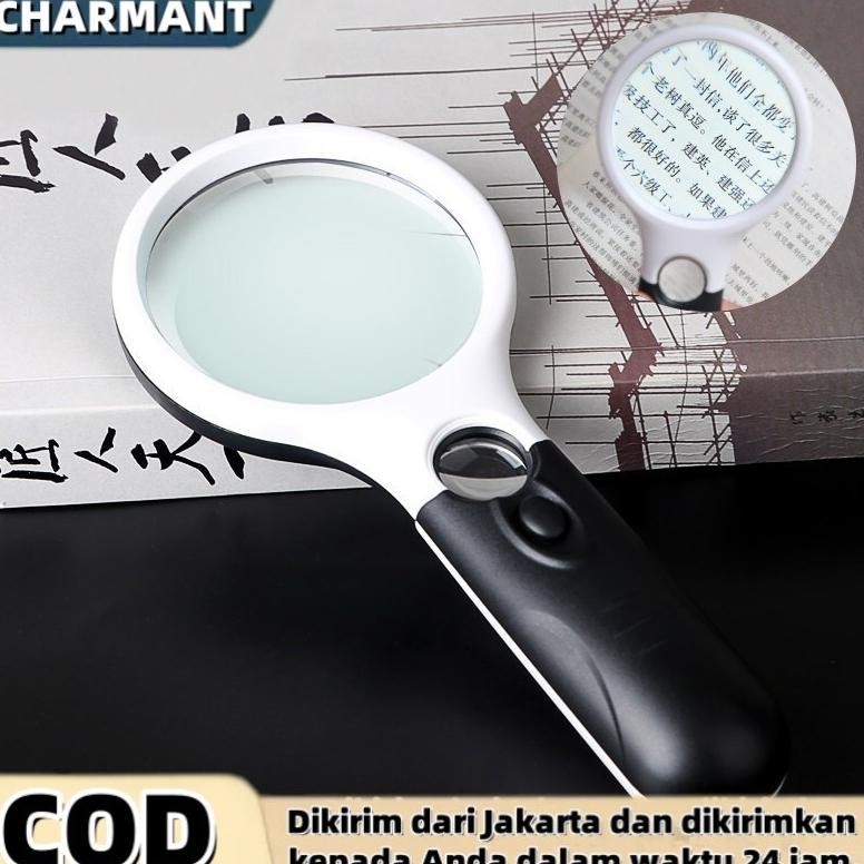 

[CHARMANT] Kaca pembesar 2 in 1 dengan 3 lampu pembesar cincin LED untuk membaca dan perhiasan AST