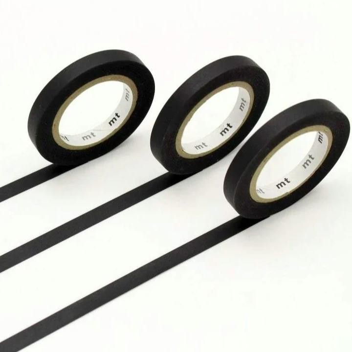 

MT Slim Washi Tape Set of 3 Matte Black - 2 Size AST