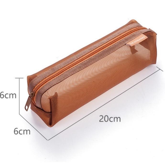 

Tempat/Tas Pensil Transparan/ Transparan Pencil Case Retro Nylon Statonery Storage AST