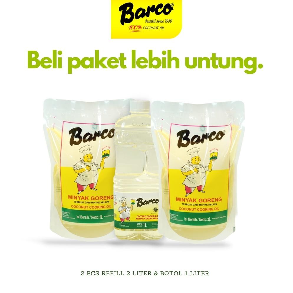 

Barco Offical Minyak Goreng Kelapa Botol 1 ltr + Pouch 2 ltr (2pcs)