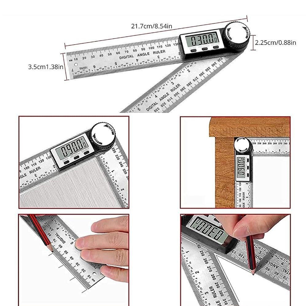 

Penggaris Sudut Siku Digital Angle Ruler 40cm Pengukur Derajat Siku AST