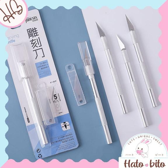 

1 set carving knife pen cutter pisau potong sticker kertas estetik HB1631 AST