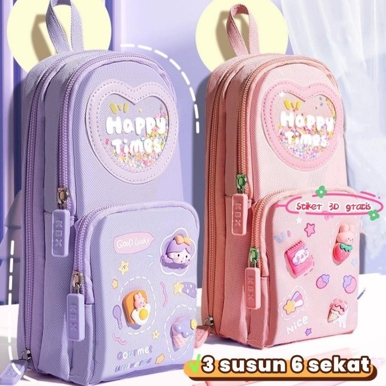 

Tempat Pensil Kotak 3D Anak Lucu Besar / Fun Korea Bag Model Pensil Kanvas 6 Kamar /Sekolah Dasar Kotak Pensil Siswa AST