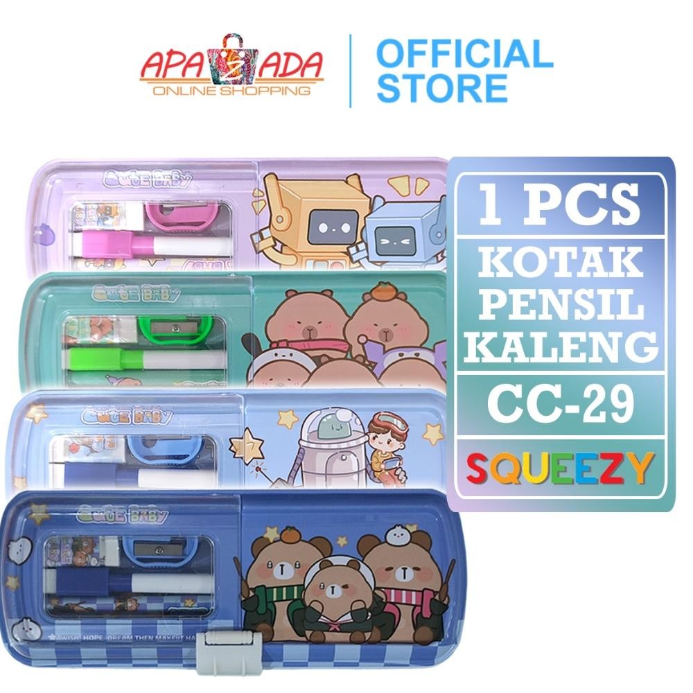 

Apazada - Kotak Pensil Kaleng Cute + Isi 3 tingkat / Pencil Case / Tempat Pensil CC-29 AST