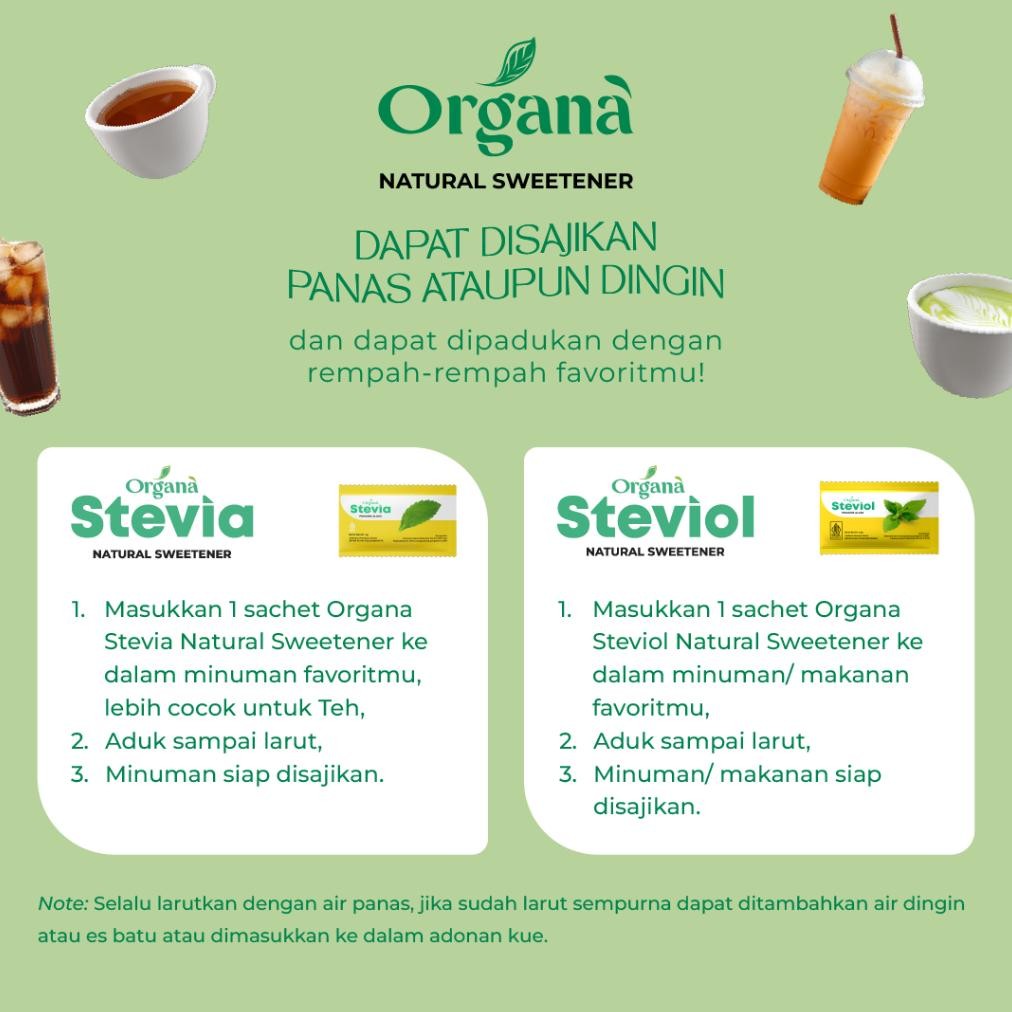 

Organa Stevia Natural Sweetener - Pengganti Gula Dari Stevia Isi 20 Sachet