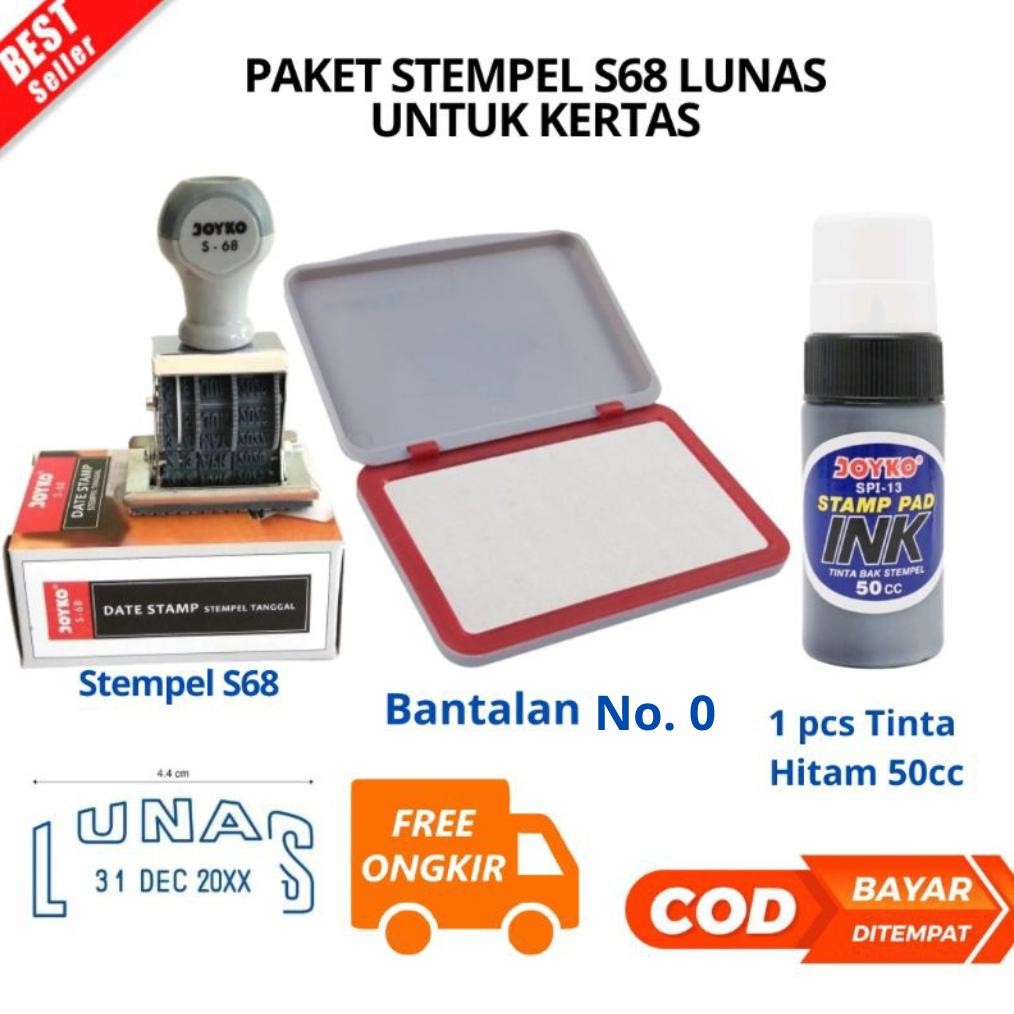 

[JIB] BAYAR DI TEMPAT PAKET Stempel Lunas & Tanggal Date Stamp dan bantalan S-68 JOYKO Artline Pyramid - S-68 /PCS & Tinta Refill Bak Stempel 50 cc JOYKO Stamp Pad Ink [PBF] AST