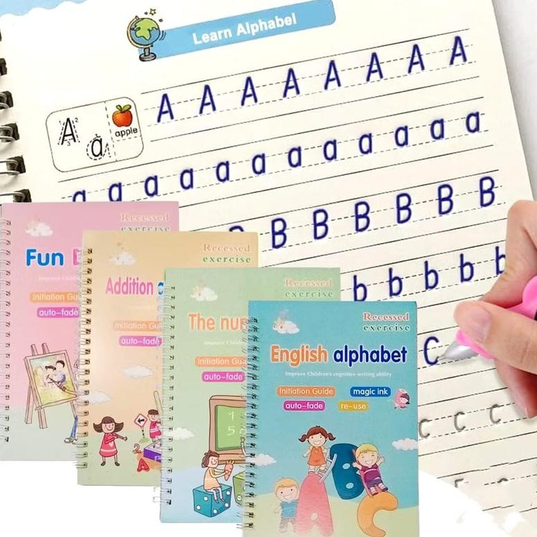 

New Versi 4 Set Buku Magic Belajar Menulis Ajaib PAUD / Buku Menulis 3D AST