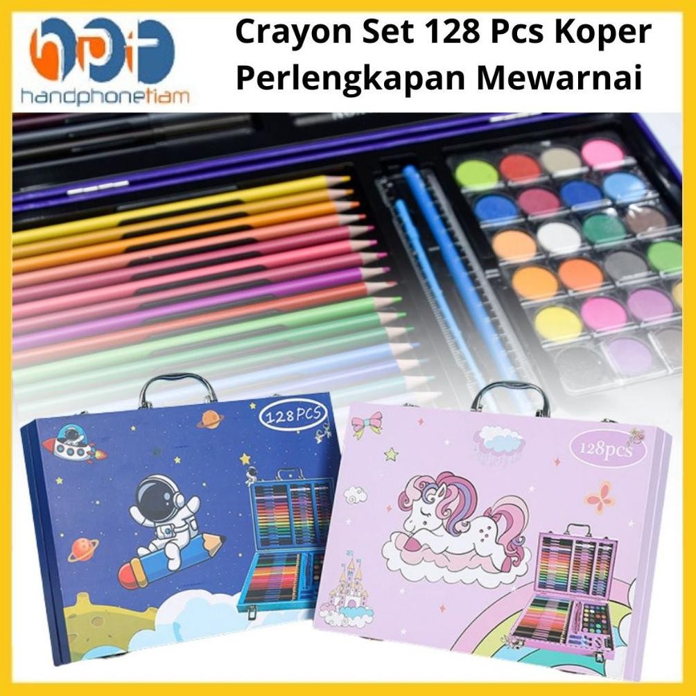 

HPT Crayon Set 128Pcs Koper Aluminium Besi Box Alat Lukis Koper Set Warnai Perlengkapan Sekolah Anak AST