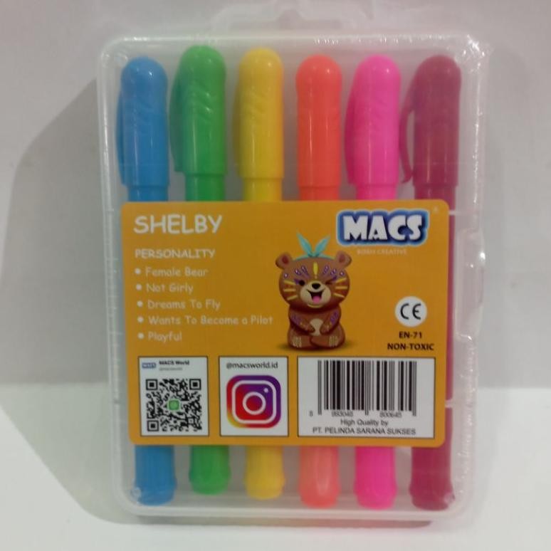 

MACS GEL CRAYON 6 warna (bisa wajah dan dihapus) / pcs AST