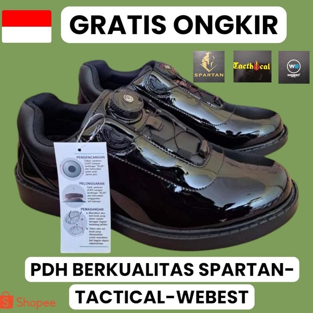 SEPATU PDH TACTICAL SPARTAN WEBEST TALI PUTAR/SEPATU PDH TALI PUTAR TNI POLRI SECURITY UMUM