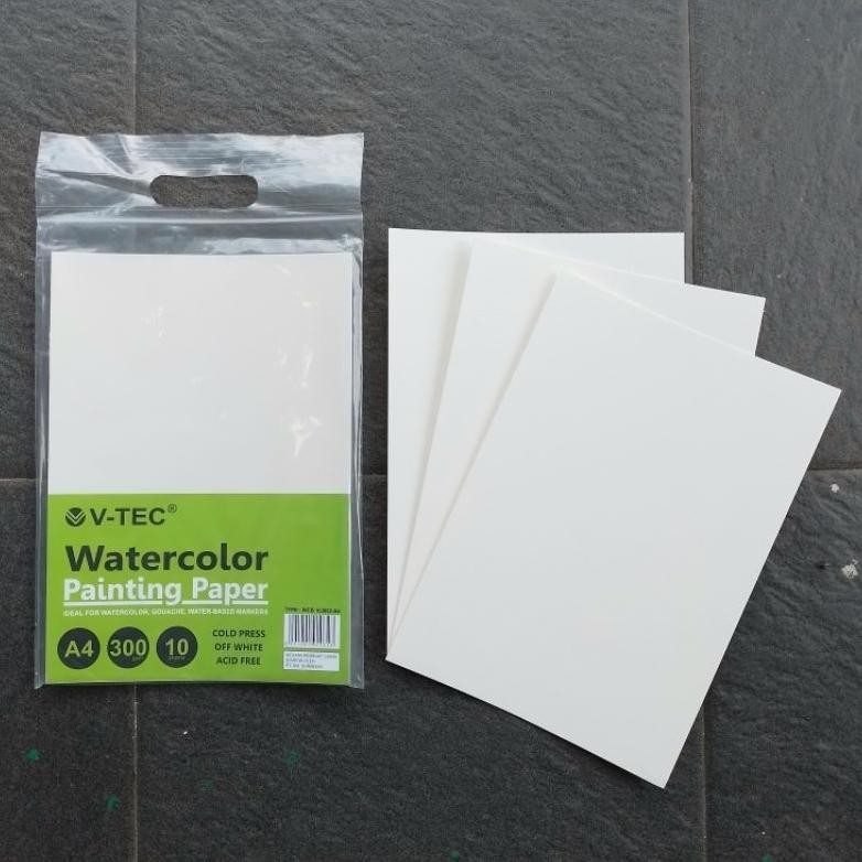 

Kertas Lukis Cat Air Water Color Paper V-TEC A4 300 Gsm Cold Pressed ( Pcs ) [Original ] AST
