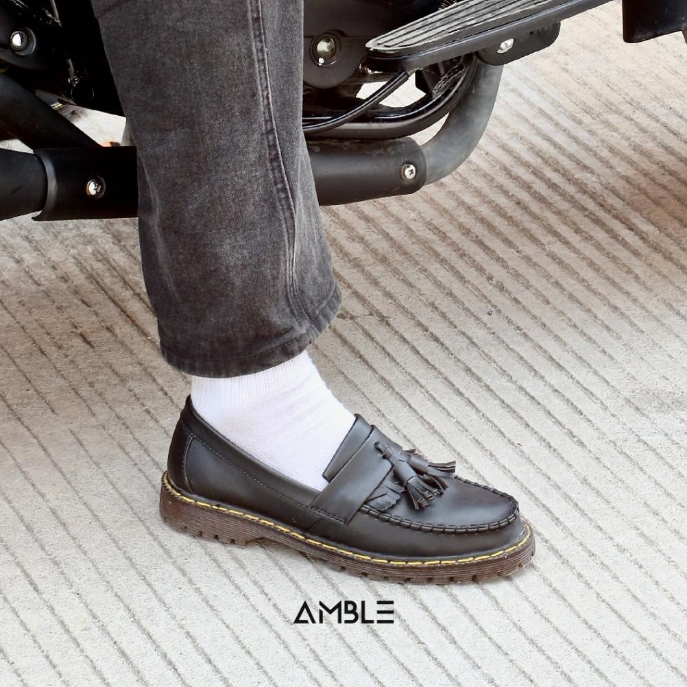 Sepatu Boots Pria AMBLE Boogie Vegan Black Loafers Hitam