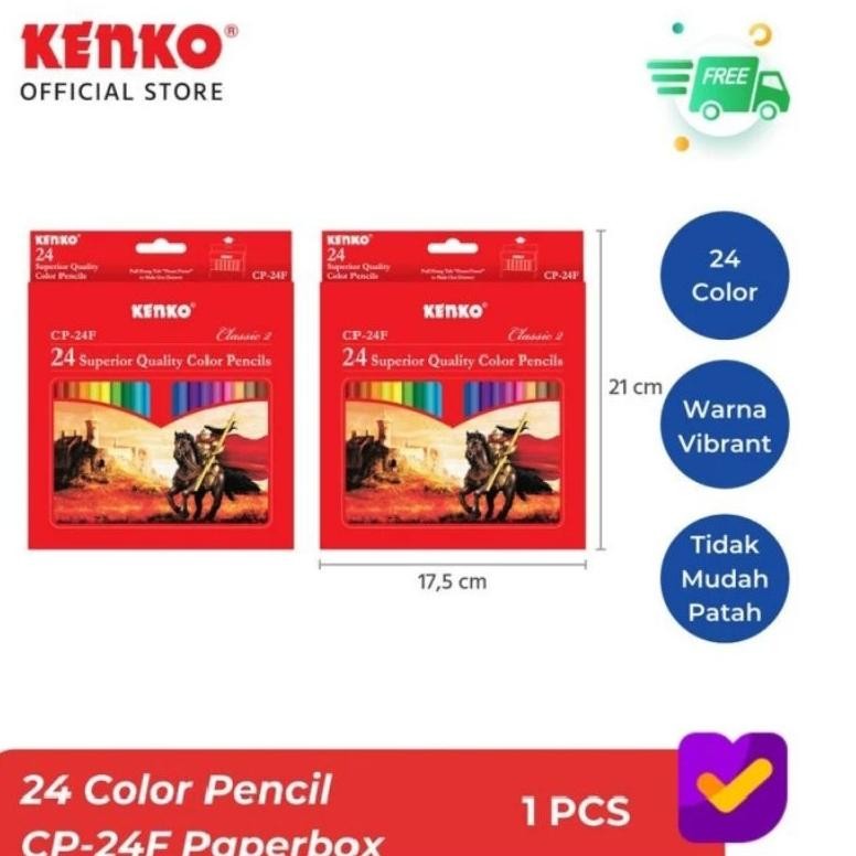 

Pensil Warna Panjang Kenko Cp-24F Classic ( 1set/24wrn ) AST