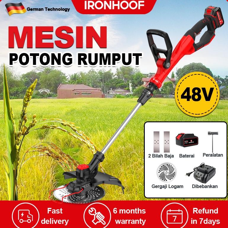 IRONHOOF MESIN PEMOTONG RUMPUT 48 VOLT PEMOTONG RUMPUT PORTABLE CUTTER KIT TAMAN ALAT PEMOTONG RUMPU