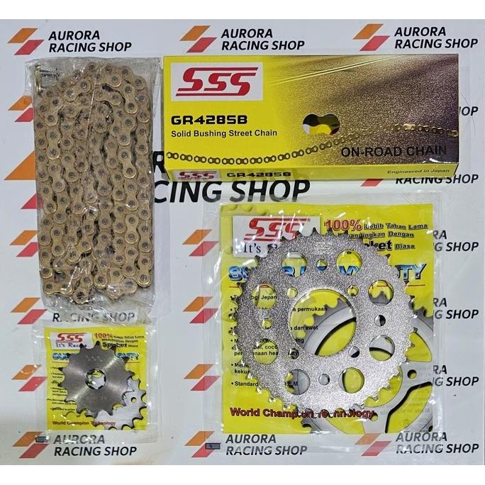 GEAR SET SSS 428 SUZUKI SHOGUN 110 / TORNADO / RC 100 BRAVO & RANTAI  SSS 428 SB GOLD
