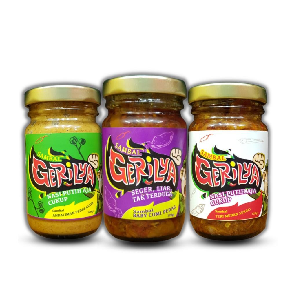

GERILYA - Paket "CuTeMan" (Sambal Cumi Nagih, Sambal Teri Medan Sekali, Sambal Andaliman Getir)