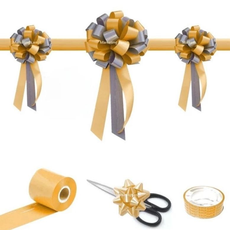 

Pita peresmian 3 pompom plastik besar kecil 1 warna set gunting AST