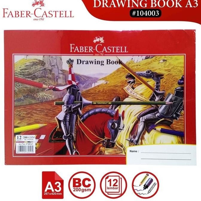

BUKU GAMBAR A3 FABER CASTELL DRAWING BOOK KERTAS LUKIS TEBAL 200 GSM ++ AST