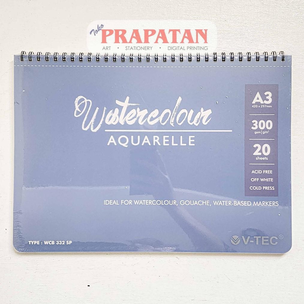 

V-TEC Spiral Watercolor Book Pad A3 | Buku Cat Air AST