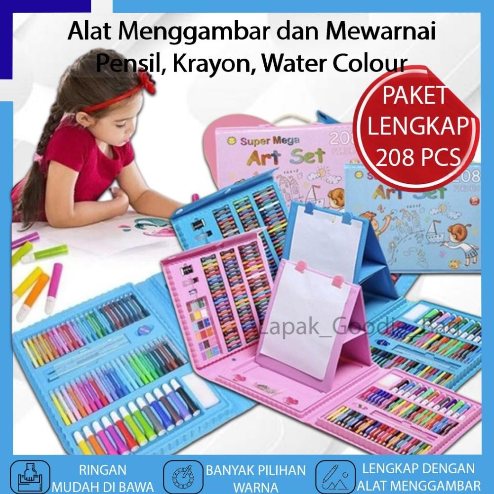 

Pensil Warna CRAYON 208PCS Peralatan Sekolah Lukis Mewarna Buku Gambar Anak ART PAINTING Krayon Lengkap Murah AST
