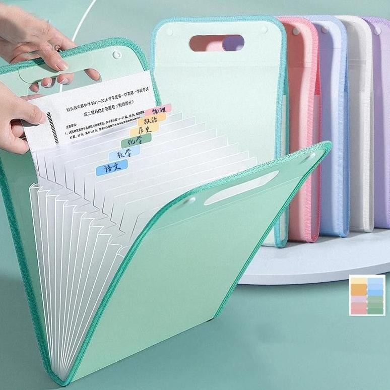 

Tempat File Standing A4 File Folder Document Bag / Tas Dokumen File 13 Sekat / Tas File Handle Warna Transparan Anti Air Multi Layer Folder AST