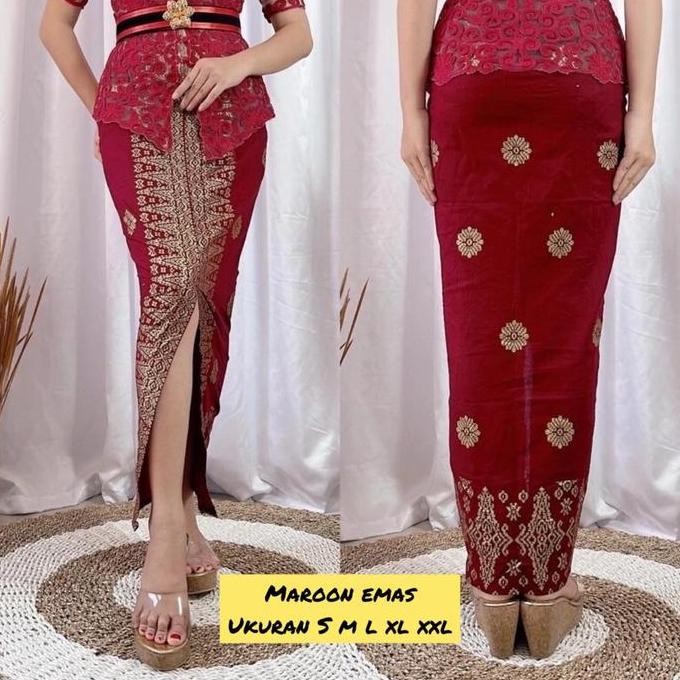Rok Bali Prada Dewasa Rok Span Batik Panjang Songket Katun Print Prada Ukir Bawahan Kebaya Modern Wi