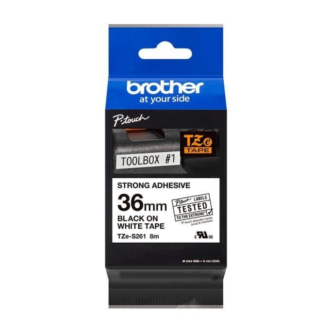 

Tape Cassete Brother Strong Adhesive 36Mm Black On White Tze-S261 New Stok