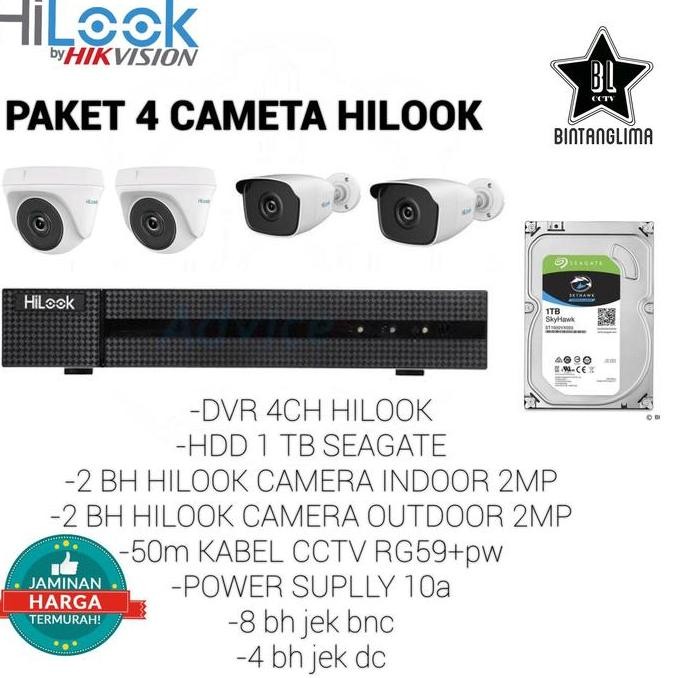Tersedia HILOOK PAKET CCTV 4 KAMERA FULL HD 1080P ORIGINAL