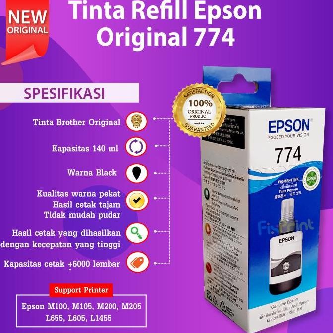 Murah Tinta Epson Ink C13T774100 Original Ori Tinta 774 T7741 Printer L1455