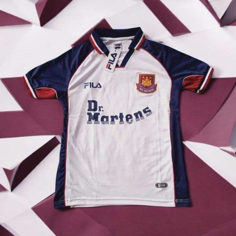 Jersey Retro Westham 99 Dr martens away /casual/jerseyblockcore/Skena TERBARUU