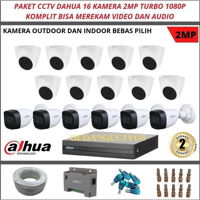 Tersedia paket cctv Dahua dvr 16 channel 16 kamera Dahua 2mp turbo audio series