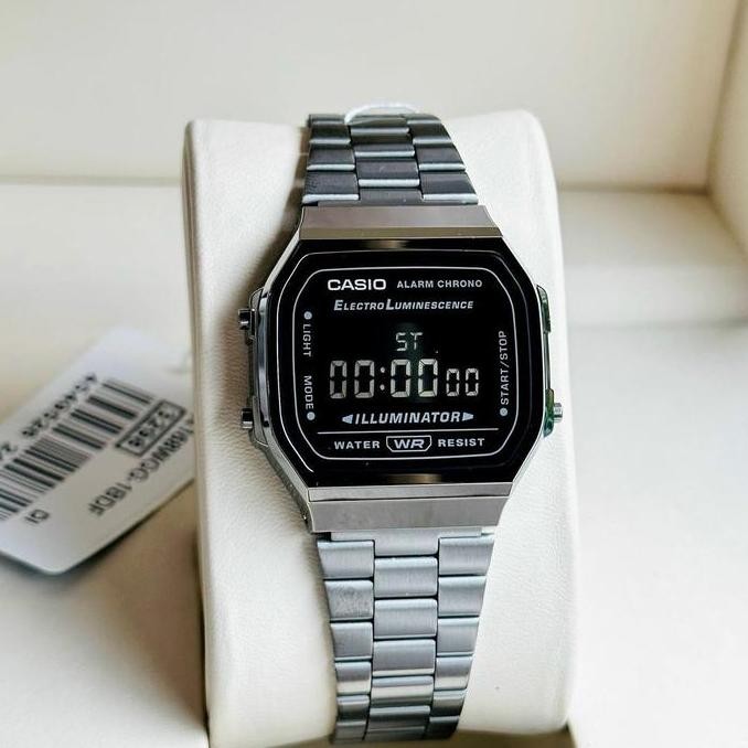 Grosir Casio Original A168Wgg-1B A168 Black Jam Tangan Digital Stainless
