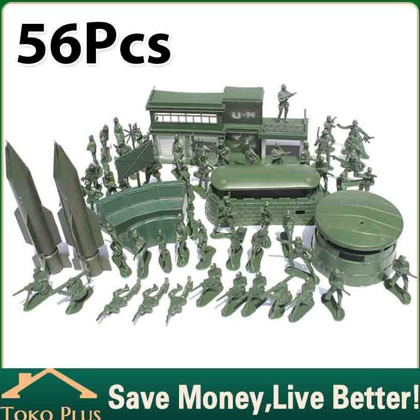 56Pcs Mainan figure Tentara Set Plastik Murah / Mainan Tentara Tentaraan Military /Mainan Tentara Pe