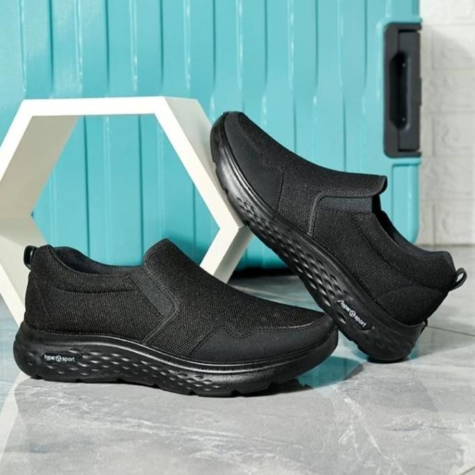 Tersedia Sepatu Pria Sport Hitam Full Black Casual Size 40-45 Original Import