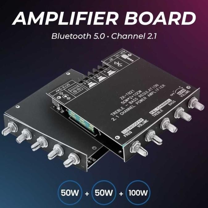 Wuzhi Audio Bluetooth Amplifier 2.1 Channel 50W x2 + Bass 100W ZK-TB21