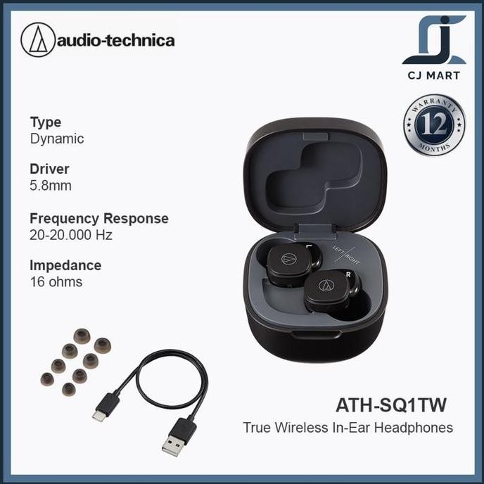 BEBAS ONGKIR - Audio Technica ATH-SQ1TW Wireless Earbuds SQ1 TW SQ 1 TWS Earphone Ath