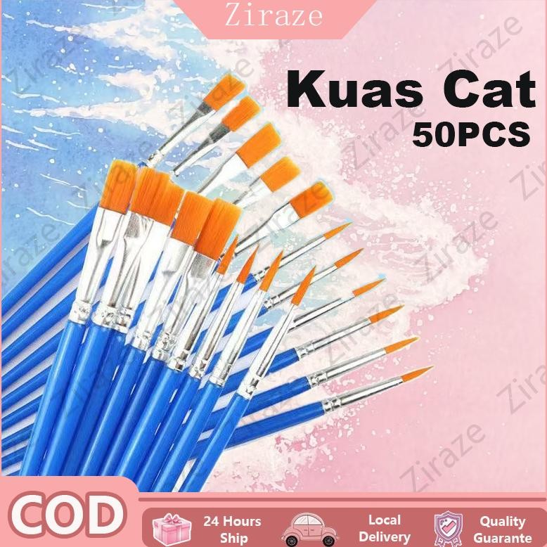 

COD50PCS/SET - Cat Air Biru Flat Tip Sikat Runcing Sikat Kuas Lukis / Paintbrush Akrilik Bulu Nilon Cat Air / Artist Paint Brush Pena Garis Besar Lukisan Cat Minyak Guas Graffiti AST