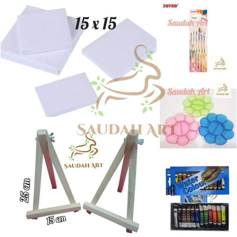 

Paket Lukis Lengkap (kanvas 15x15,kuas,palet,cat air @6ml,easel 20x30) AST