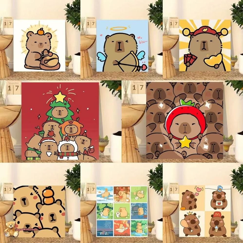 

Paint By Number 20x20 Capybara DIY Painting Kit Canvas Paint Kit Digital Aesthetic Kanvas Lukis Lucu AST