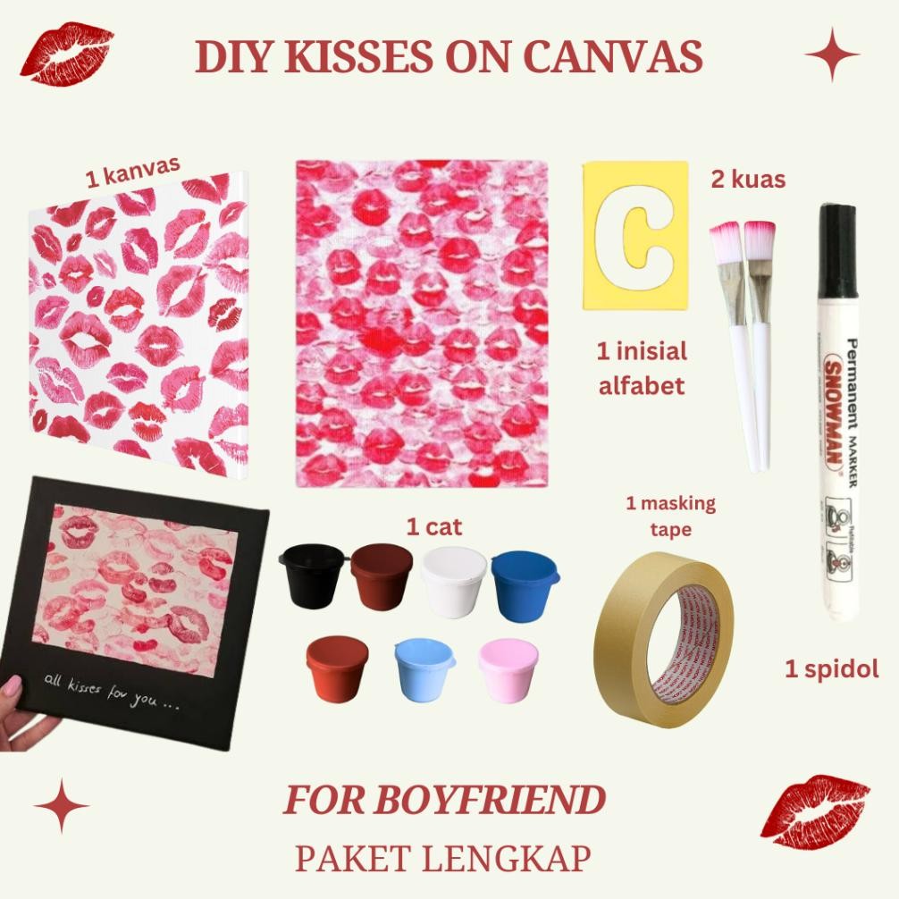 

DIY Kanvas Kiss Inisial Canvas Lukis Couple Kiss Canvas | Kiss Painting Couple AST