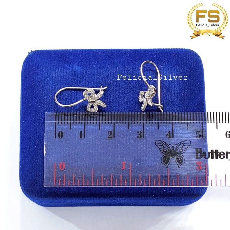Anting Perak Asli Silver 925 Lapis Emas Putih Anting Pita - Perhiasan Perak Wanita