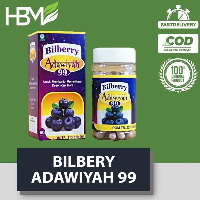 Kapsul Bilberry Adawiyah 99 Obat Kesehatan Mata Isi 60 Kapsul Asli Ori
