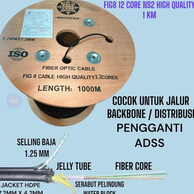 kabel fo 12 core fig 8 NS2 high quality 1km / dropcore fig8 12 core