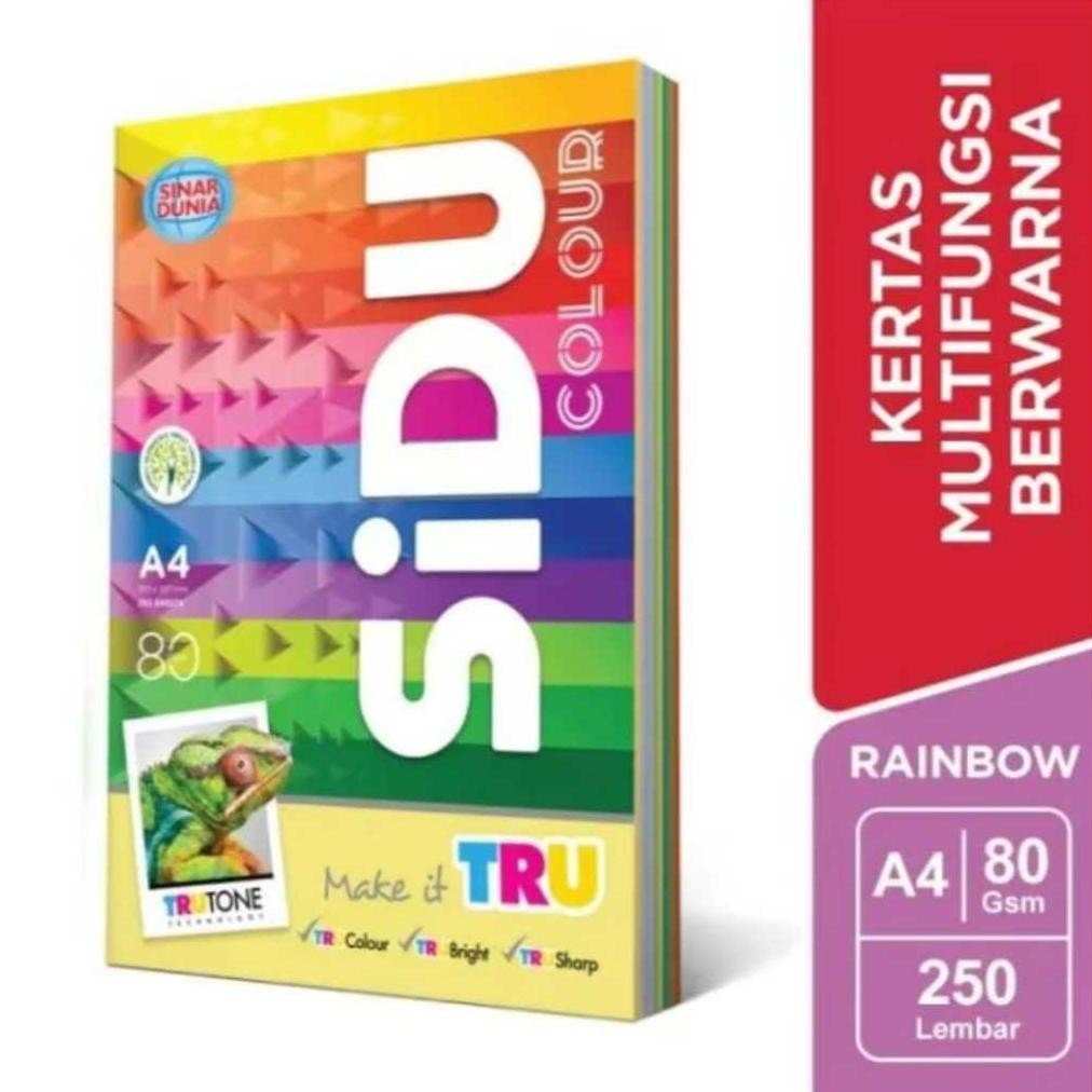 

Sidu Hvs A4 80 Gsm Rainbow Colour / Copy Paper / Kertas Hvs Warna Isi 250 Lembar AST