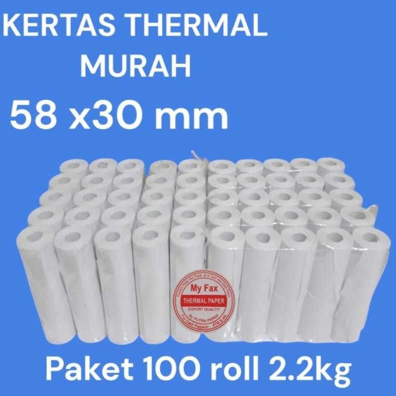 

100pcs kertas thermal murah 58x30mm tanpa tulang AST