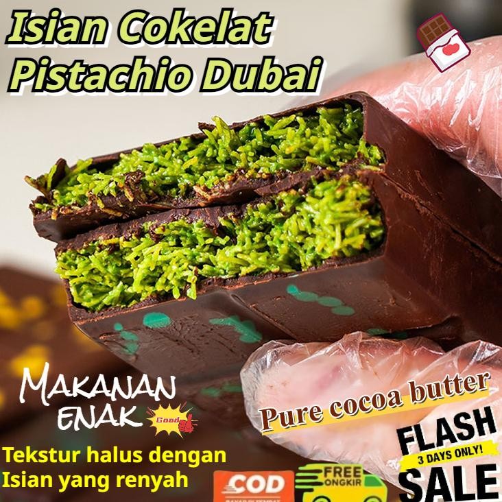 

100% Asli | Jajan Lebaran Halal Coklat Dubai Chocolate Bar Crispy Pistachio/Pistachio Kunafa Chocolate Dubai/ 100g Premium Belgium Chocolate 0 aditif/0 asam lemak trans/Coklat Dubai Pistachio Kunafa/Coklat Dubai Pistachio Coklat isi